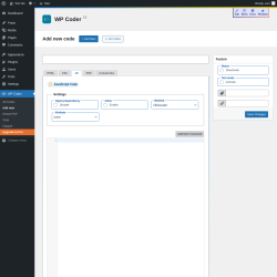 Page screenshot: WP Coder → Add new → JS