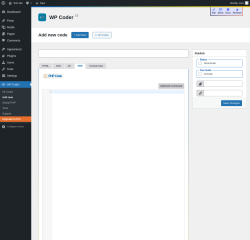 Page screenshot: WP Coder → Add new → PHP