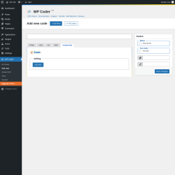 Page screenshot: WP Coder → Add new → Include files