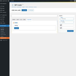 Page screenshot: WP Coder → Add new → Include files