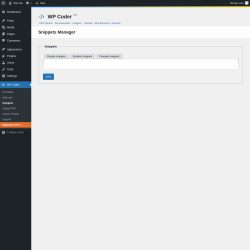 Page screenshot: WP Coder → Snippets