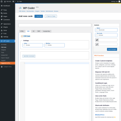 Page screenshot: WP Coder → Add new → CSS