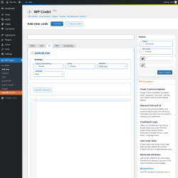 Page screenshot: WP Coder → Add new → JS