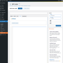 Page screenshot: WP Coder → Add new → PHP