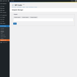 Page screenshot: WP Coder → Snippets