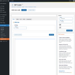Page screenshot: WP Coder → Add new