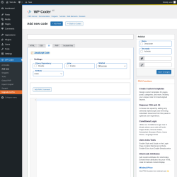 Page screenshot: WP Coder → Add new → JS