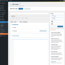 Page screenshot: WP Coder → Add new → JS