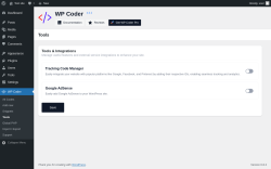 Page screenshot: WP Coder → Tools