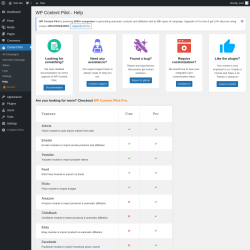 Page screenshot: Content Pilot → Help