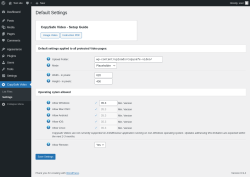 Page screenshot: CopySafe Video &rarr; Settings