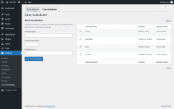 Page screenshot: Settings &rarr; Cron Schedules