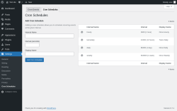 Page screenshot: Settings &rarr; Cron Schedules