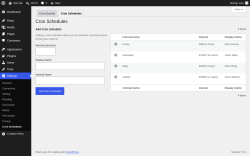 Page screenshot: Settings &rarr; Cron Schedules