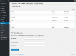 Page screenshot: Settings &rarr; Cron Schedules