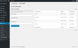 Page screenshot: Settings &rarr; Cron Schedules