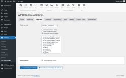 Page screenshot: Settings → WP Data Access → Front-end