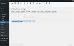 Page screenshot: Settings → WP Data Access → Uninstall