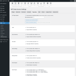 Page screenshot: Settings → WP Data Access → Repository