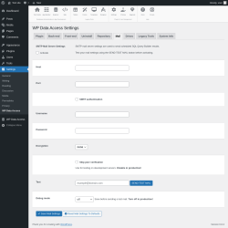 Page screenshot: Settings → WP Data Access → Mail