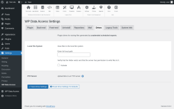 Page screenshot: Settings → WP Data Access → Drives