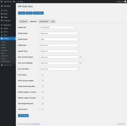 Page screenshot: Settings → WP Data Sync → Data Sync