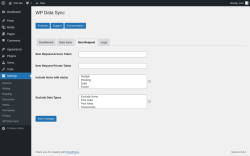 Page screenshot: Settings → WP Data Sync → Item Request