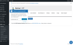 Page screenshot: Backups ‹ Test site — WordPress