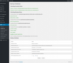 Page screenshot: Database &rarr; Backup DB
