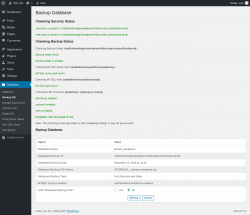 Page screenshot: Database &rarr; Backup DB