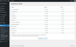 Page screenshot: Database &rarr; Empty/Drop Tables