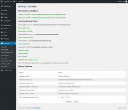 Page screenshot: Database &rarr; Backup DB