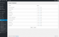 Page screenshot: Database &rarr; Repair DB