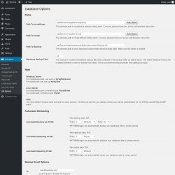 Page screenshot: Database &rarr; DB Options
