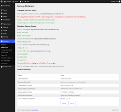 Page screenshot: Database &rarr; Backup DB