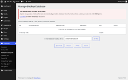 Page screenshot: Database &rarr; Manage Backup DB