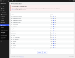 Page screenshot: Database &rarr; Optimize DB