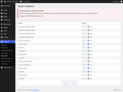 Page screenshot: Database &rarr; Repair DB