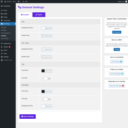 Page screenshot: WP FAQs → Settings → 
                 Styles            