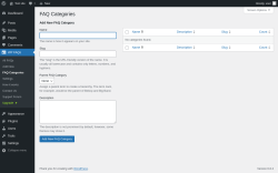 Page screenshot: WP FAQs → FAQ Categories