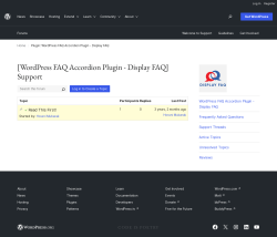 Page screenshot: WP FAQs → Support Forum