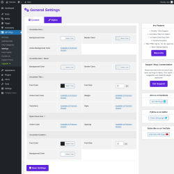 Page screenshot: WP FAQs → Settings → 
                 Styles            