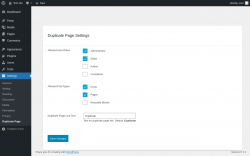 Page screenshot: Settings &rarr; Duplicate Page