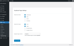 Page screenshot: Settings &rarr; Duplicate Page