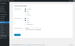 Page screenshot: Settings &rarr; Duplicate Page