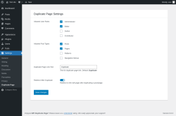 Page screenshot: Settings &rarr; Duplicate Page