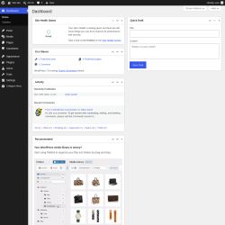 Page screenshot: Dashboard &lsaquo; Test site &mdash; WordPress
