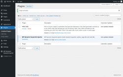 Page screenshot: Plugins ‹ Test site — WordPress