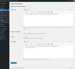 Page screenshot: Easy CRM &rarr; Settings