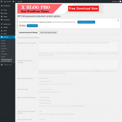 Page screenshot: Settings → WP Edit password protected options